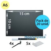 Pack de 20 pizarras etiqueta negro A6 y soportes
