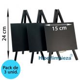 Pack de 3 pizarras caballete de mesa negro 24x15cm