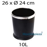 Papelera de reciclaje 10 L negro borde acero