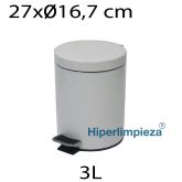 Papelera metálica pedal blanca 3L 27x16,7cm