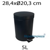 Papelera metálica pedal negra 5L 28,4x20,3cm