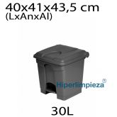 Papelera reciclaje 30L pedal 40x41x43,5 cm negra