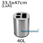 Papelera reciclaje triselectiva 40L satinada 33,5x47 cm