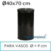 Papelera redonda negra para vasos Ø9 cm 40x70 cm