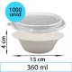 1000 bowls blancos caña azúcar con tapa 360ml 13x4cm