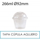 1000 vasos 266 ml + tapas cúpula agujero PET 92 mm