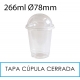 1000 vasos 266 ml + tapas cúpula cerrada PET 78 mm