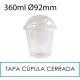 1000 vasos 360 ml + tapas cúpula cerrada PET 92 mm