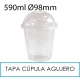 1000 vasos 590 ml + tapas cúpula agujero PET 98 mm