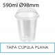 1000 vasos 590 ml + tapas cúpula plana cerrada PET 98 mm