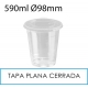 1000 vasos 590 ml + tapas planas cerradas PET 98 mm