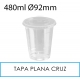1000 vasos con tapa plana cruz 480 ml