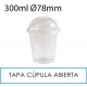 1250 vasos con tapa cúpula abierta 300 ml