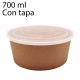 300 envases ensalada kraft y tapas PET 700ml 15cm