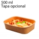 300 envases kraft para llevar 500ml 17x12x4cm