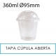 800 vasos con tapa cúpula abierta 360 ml