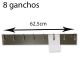 Barra sujetacomandas ac. inox. 8 ganchos 62,5 cm