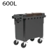 Contenedor de basura 600L tapa doble marrón