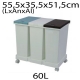 Cubo de reciclaje triple 60L