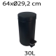 Papelera metálica pedal negra 30L 64x29,2cm