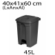 Papelera reciclaje 45L pedal 40x41x60 cm negra