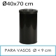Papelera redonda negra para vasos Ø9 cm 40x70 cm